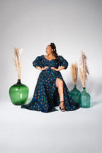 Anan Green And Blue Off-Shoulder Maxi Dress Women’s Dress