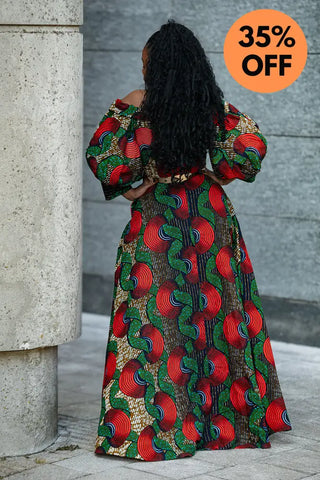 ANAN GREEN AND RED DRESS Clothing