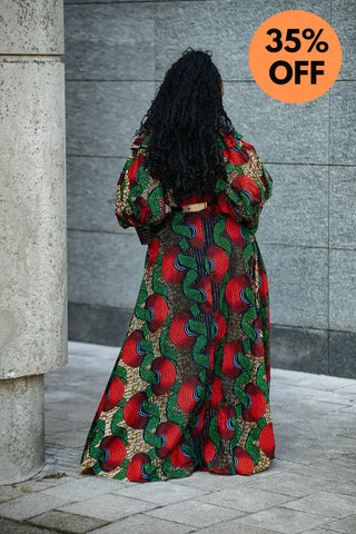 ANAN GREEN AND RED DRESS Clothing