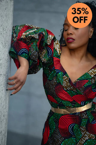 ANAN GREEN AND RED DRESS Clothing