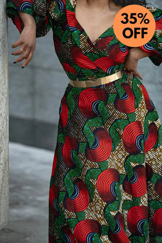 ANAN GREEN AND RED DRESS Clothing