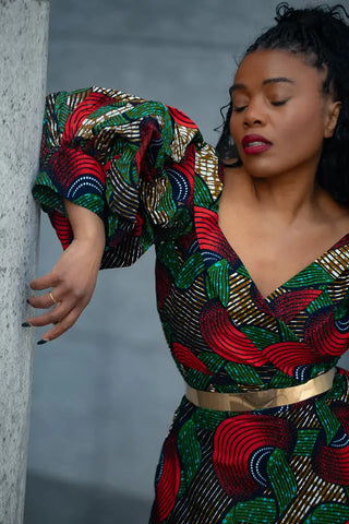 ANAN GREEN AND RED DRESS Clothing