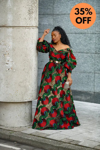 ANAN GREEN AND RED DRESS Clothing