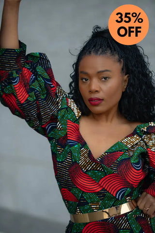 ANAN GREEN AND RED DRESS Clothing