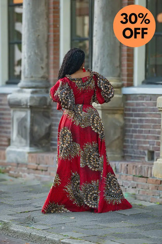 ANAN RED AND BROWN OFF SHOULDER MAXI DRESS Women’s Dress