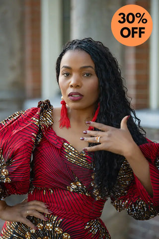 ANAN RED AND BROWN OFF SHOULDER MAXI DRESS Women’s Dress