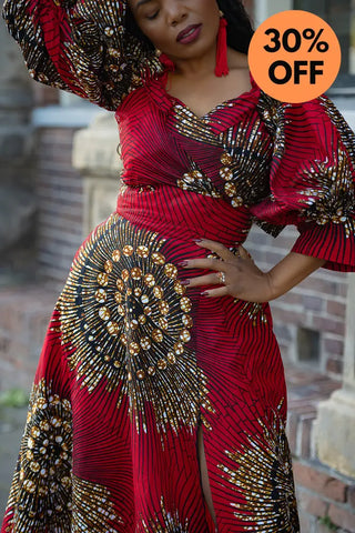 ANAN RED AND BROWN OFF SHOULDER MAXI DRESS Women’s Dress