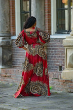 ANAN RED AND BROWN OFF SHOULDER MAXI DRESS Women’s Dress