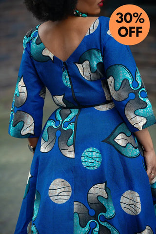 Anele Royal Blue Flared Dress Dresses