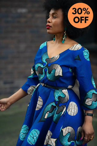 Anele Royal Blue Flared Dress Dresses