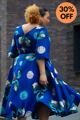 Anele Royal Blue Flared Dress Dresses