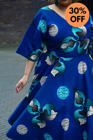 Anele Royal Blue Flared Dress Dresses