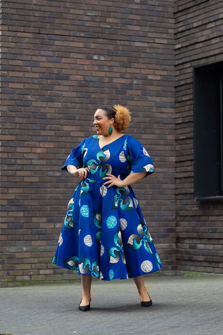 Anele Royal Blue Flared Dress Dresses