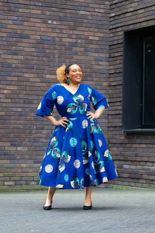 Anele Royal Blue Flared Dress Dresses