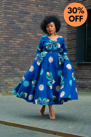 Anele Royal Blue Flared Dress Dresses