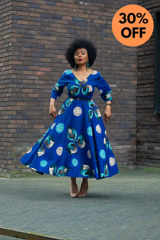 Anele Royal Blue Flared Dress Dresses
