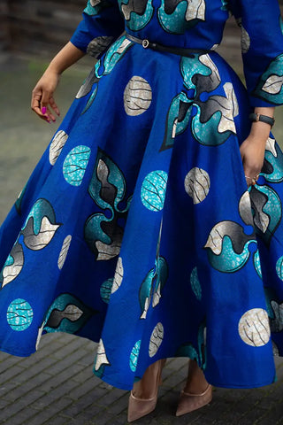 Anele Royal Blue Flared Dress Dresses