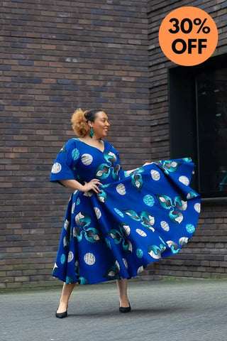 Anele Royal Blue Flared Dress Dresses