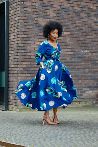 Anele Royal Blue Flared Dress Dresses