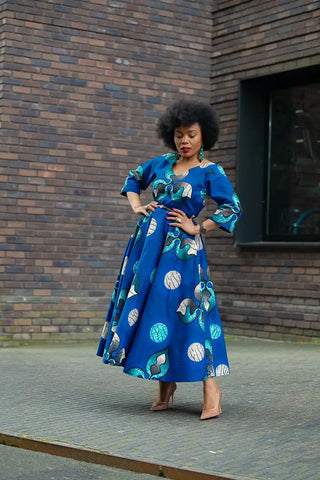 Anele Royal Blue Flared Dress Dresses