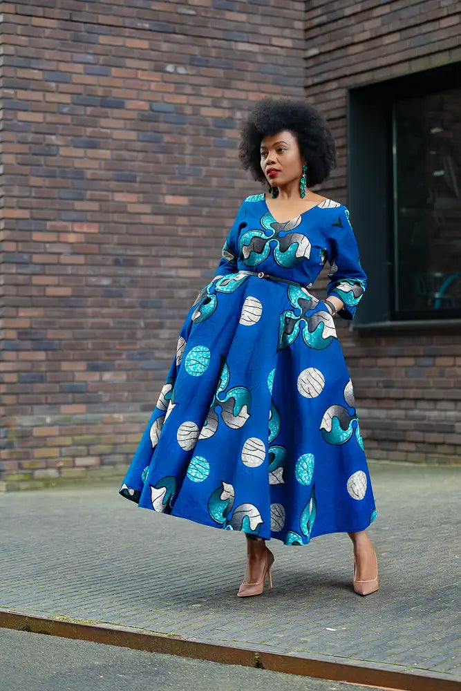 Anele Royal Blue Flared Dress Dresses