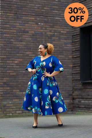 Anele Royal Blue Flared Dress Dresses