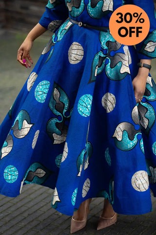 Anele Royal Blue Flared Dress Dresses