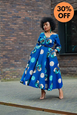 Anele Royal Blue Flared Dress Dresses