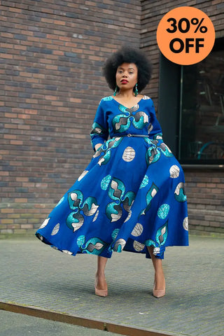 Anele Royal Blue Flared Dress Dresses
