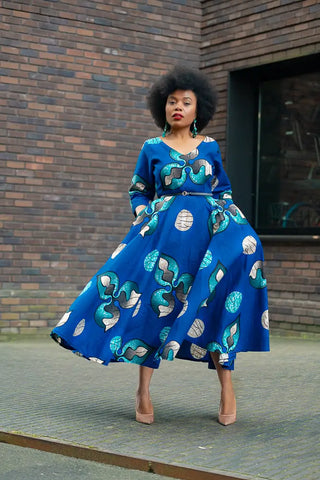 Anele Royal Blue Flared Dress Dresses