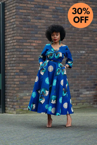 Anele Royal Blue Flared Dress Dresses