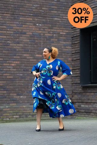 Anele Royal Blue Flared Dress Dresses