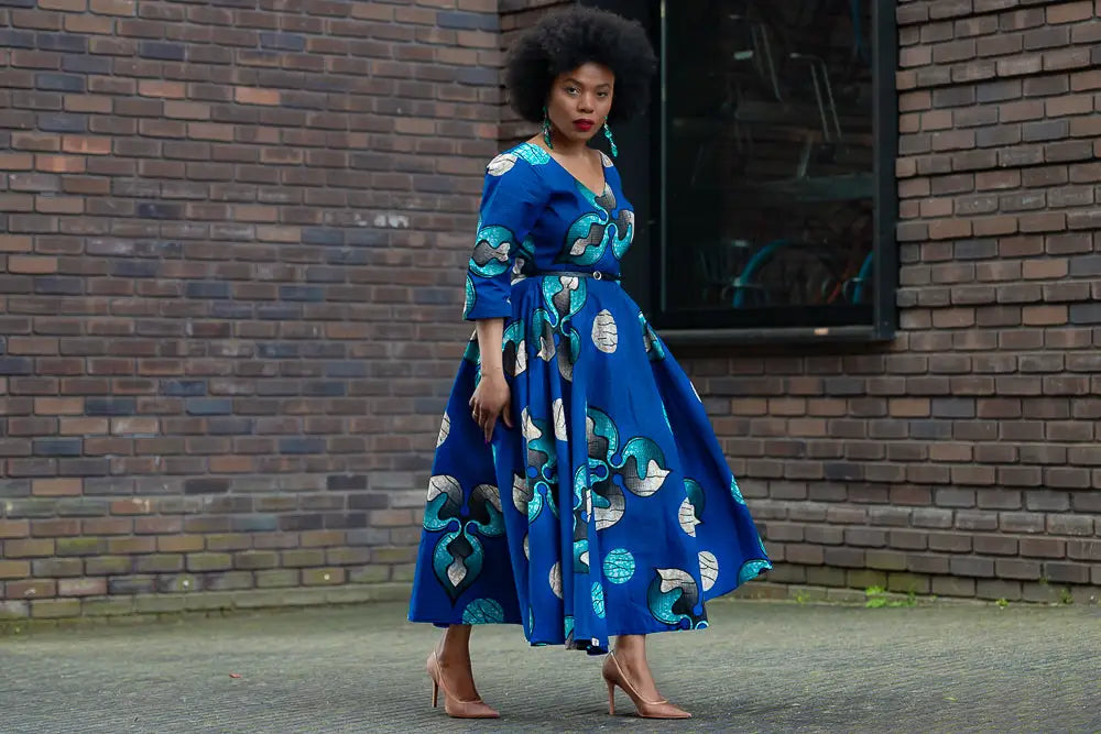 Anele Royal Blue Flared Dress Dresses