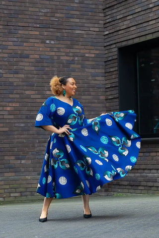 Anele Royal Blue Flared Dress Dresses