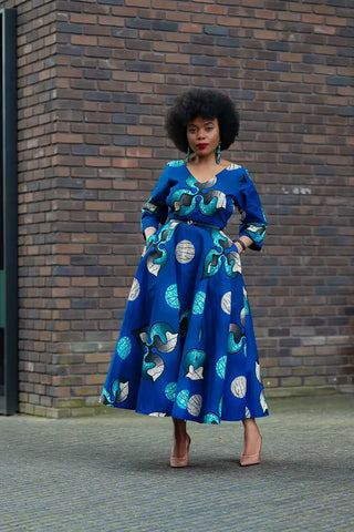 Anele Royal Blue Flared Dress Dresses