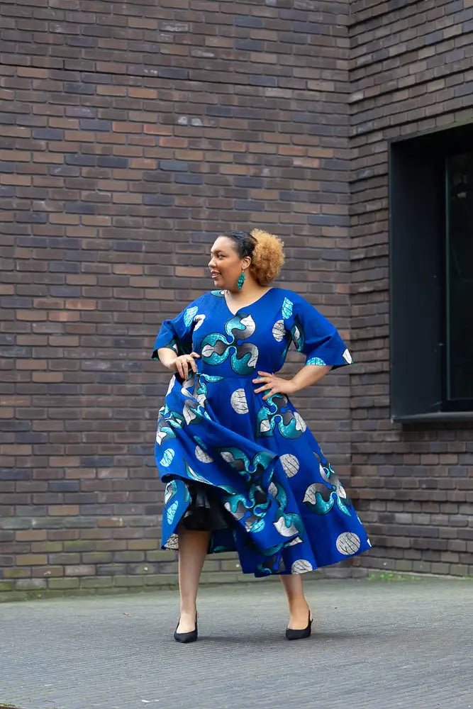 Anele Royal Blue Flared Dress Dresses