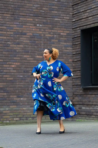 Anele Royal Blue Flared Dress Dresses