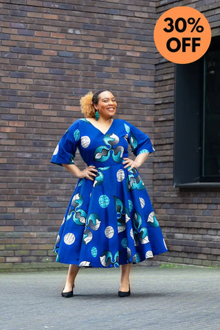 Anele Royal Blue Flared Dress Dresses