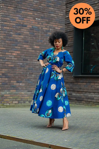 Anele Royal Blue Flared Dress Dresses