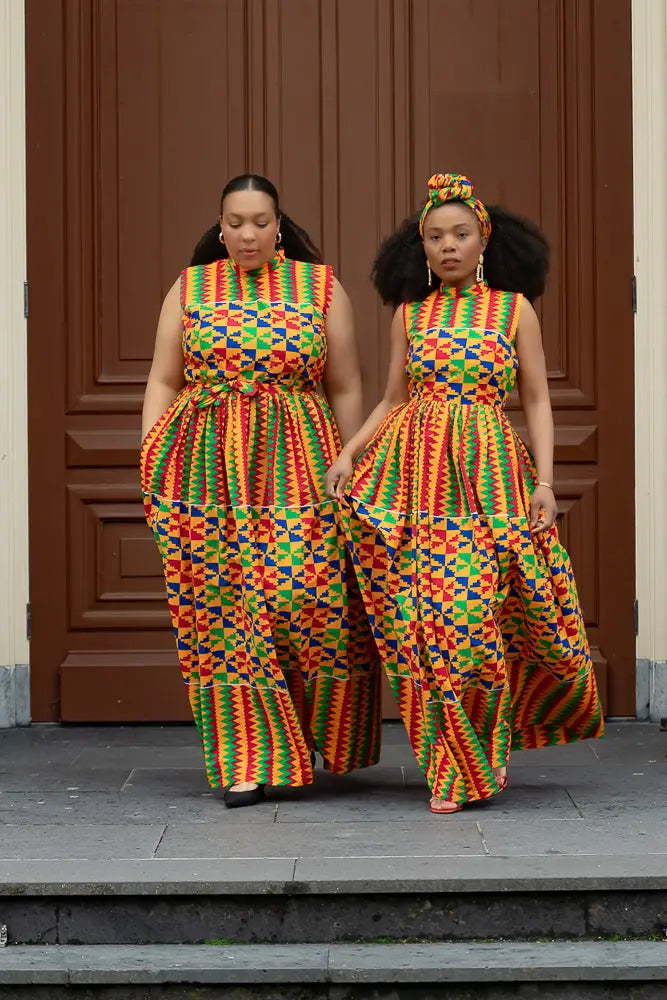 kente maxi dress Girls Kente Ankara Maxi Dress | Handmade African Print Party Dress