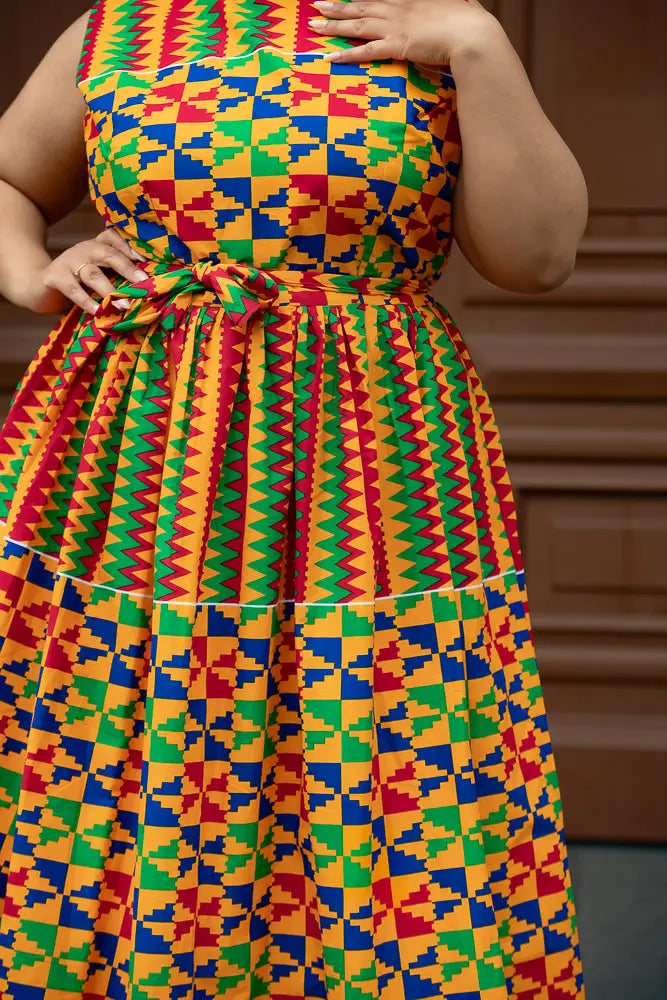 Asana Kente Maxi Dress L Asana Kente Maxi Dress L