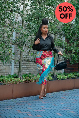 Awele Tassle Gold Skirt Apparel & Accessories