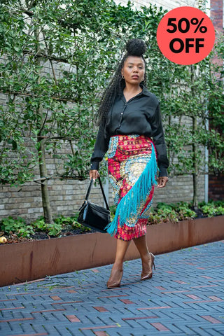 Awele Tassle Gold Skirt Apparel & Accessories