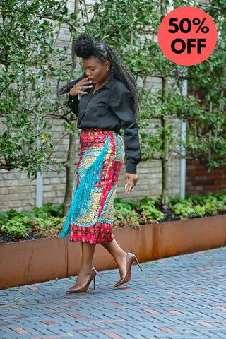 Awele Tassle Gold Skirt Apparel & Accessories