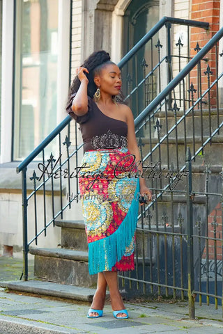 Awele Tassle Gold Skirt Apparel & Accessories