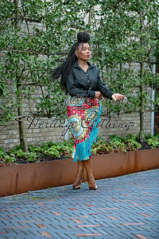 Awele Tassle Gold Skirt Apparel & Accessories