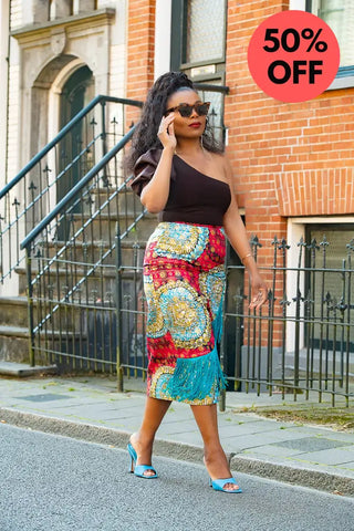 Awele Tassle Gold Skirt Apparel & Accessories
