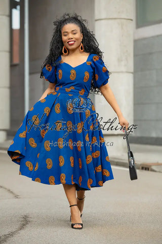AYANDA BLUE MIDI DRESS Dresses