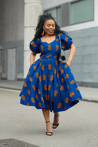 AYANDA BLUE MIDI DRESS Dresses
