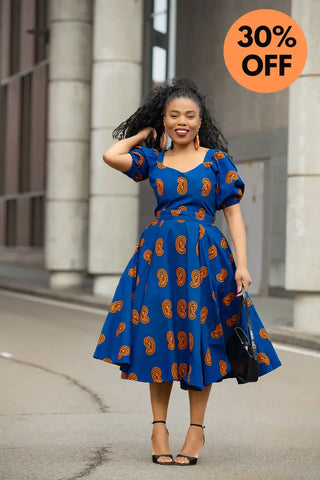 AYANDA BLUE MIDI DRESS Dresses
